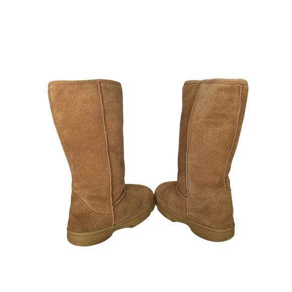 Rj's Fuzzies Brown Sheepskin Boots Sz 6 Sherpa lined Genuine Suede Winter Cozy - Picture 4 of 8